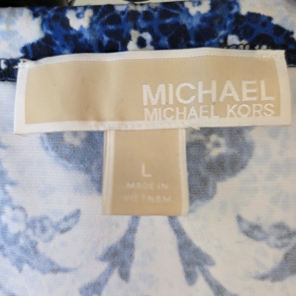 Michael Kors Blue and White Patterned Dress with Tassels - Picture 2 of 6